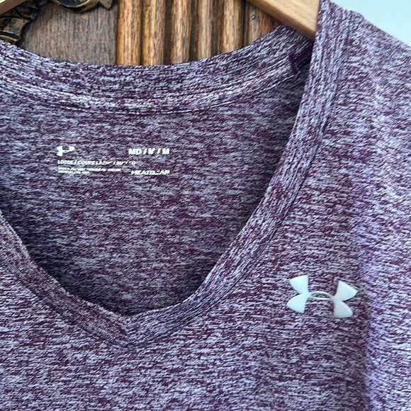Underarmor Short Sleeve Top Heatgear Heather Purple Medium - Picture 2 of 3